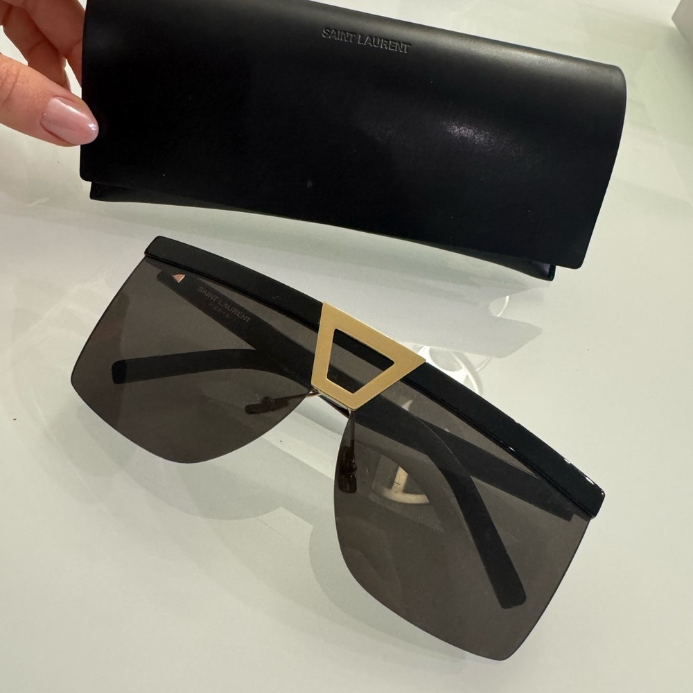 Saint Laurent Black Sunglasses with Gold Detail